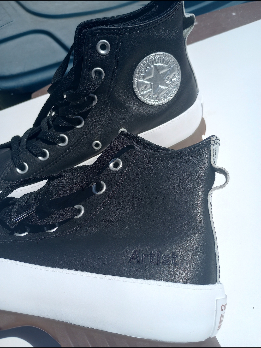 Converse Artist Lugged Lift Black Monochrome Leather High-Top Sneakers. Rare.